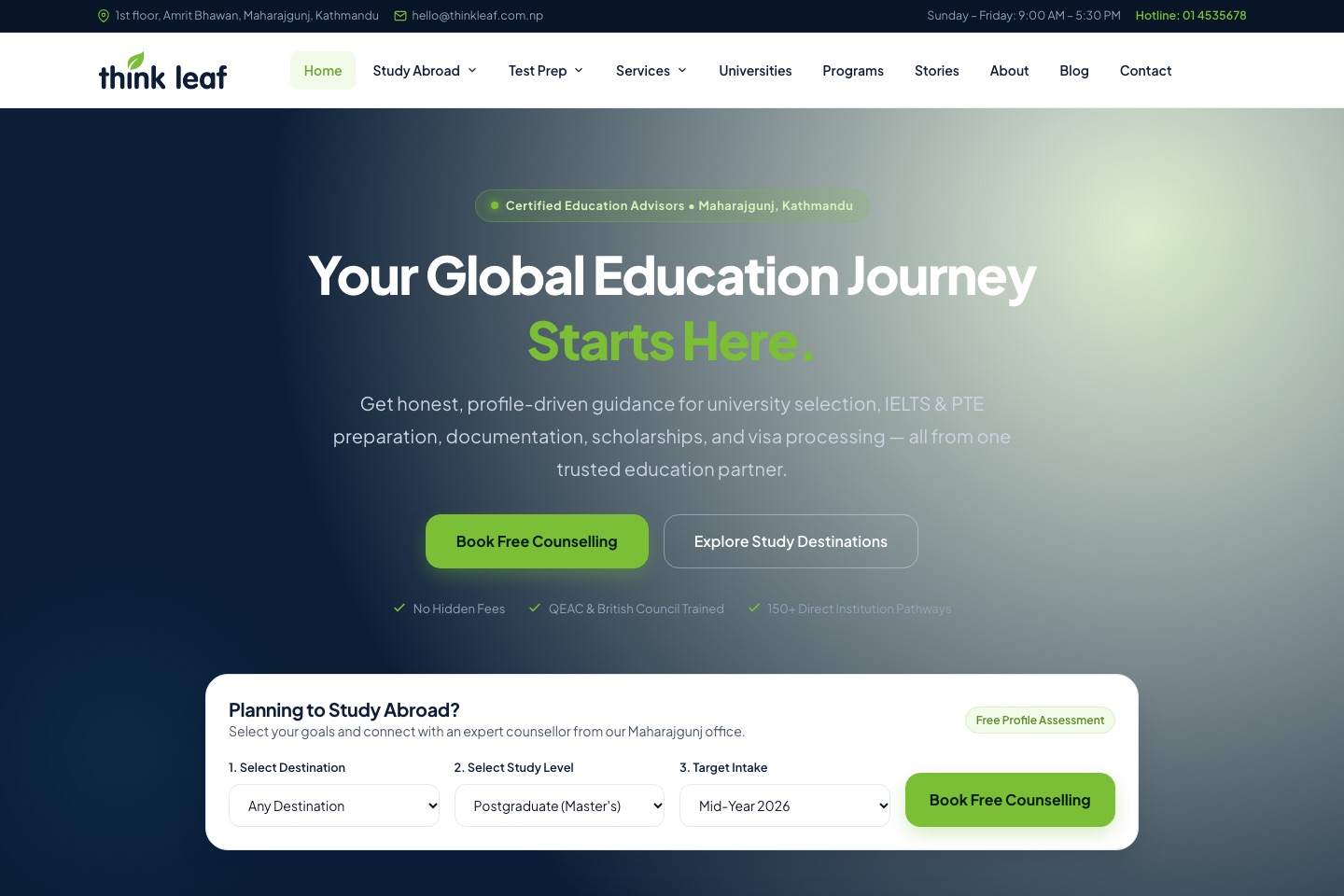 Think Leaf Education Website